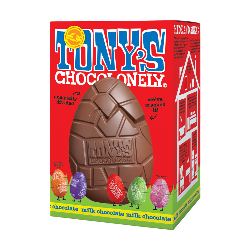 Tony's Chocolonely Milk Choc Easter Egg & Mini Eggs (6 x 242g) The