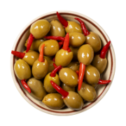 Silver and Green Piri Piri Stuffed Olives