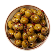 Silver and Green Chilli Pepper Olives