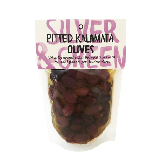 Silver & Green - Kalamata Black Olives (Pitted) (6x220g)