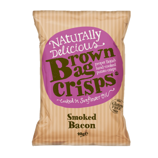 Brown Bag Crisps - Smoked Bacon Crisps (20 x 40g)