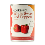 Cooks & Co - Whole Sweet Red Peppers (12 x 390g)