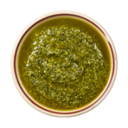 Silver and Green Fresh Basil Pesto