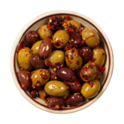 Silver and Green Paprika Chilli Olives